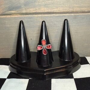 Simulated Fire Opal Adjustable Ring